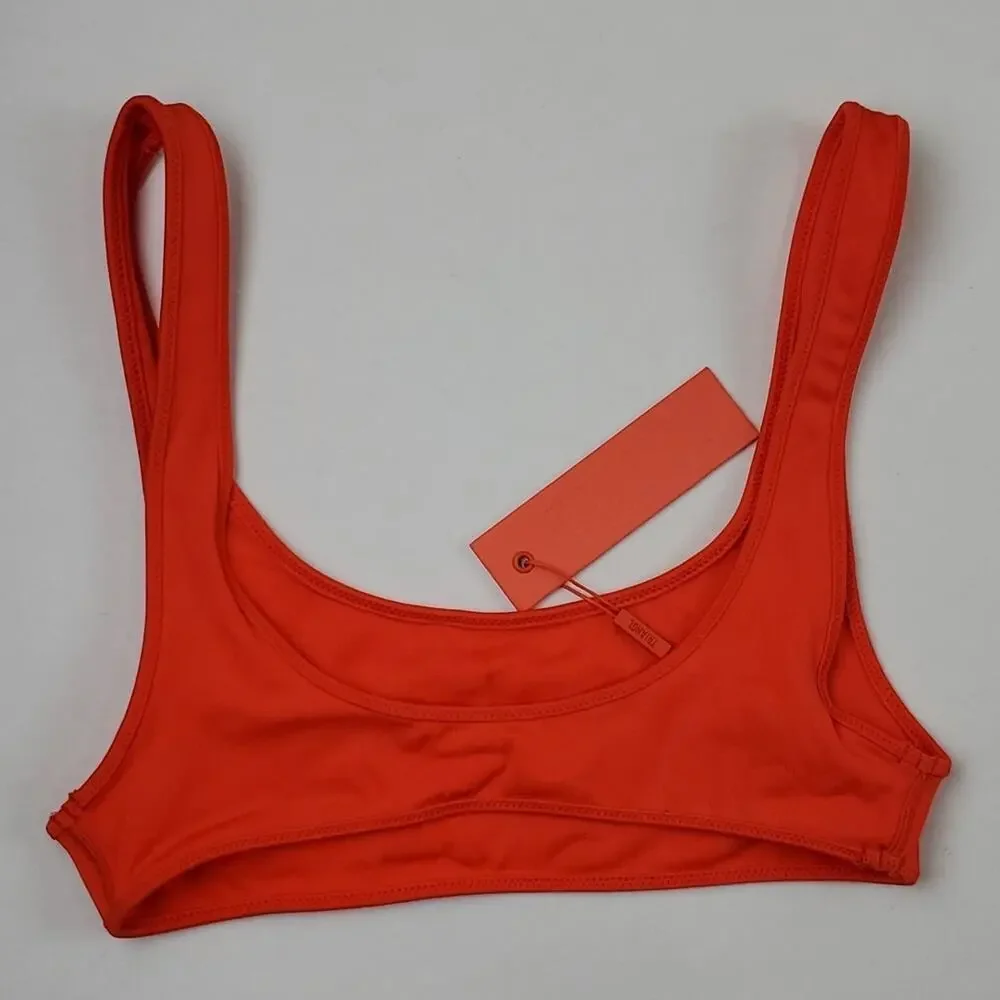 Triangl Women's Orange Ribbed Scoop Neck Swimwear Bikini Top Size L - Picture 3 of 6